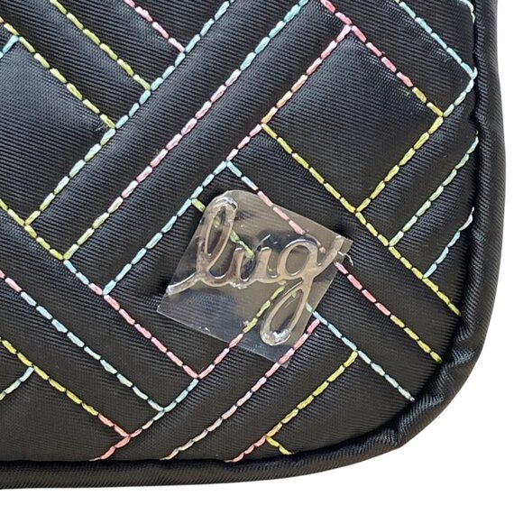 Lug Quilted Black Colorful Stitching & Adjustable Strap Coupe XL Crossbody Bag - Picture 6 of 13
